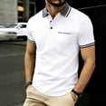 thumbnail image 4 of Homeyce Short Sleeve Polo Shirts for Men Contrast Collared Button Down Shirts Casual Basic Lightweight Polo Sweater Solid Color Short Sleeve Golf Shirts,White 2XL, 4 of 4