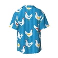 thumbnail image 2 of Xecao offers the Cartoon Chicken for Men's Casual Short-sleeved Shirt, a button-up collared shirt with a pocket, perfect for beach vacations and yacht travel in the Large size., 2 of 7