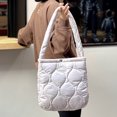 thumbnail image 1 of Bolso informal para mujer, bolso acolchado de gran capacidad para compras, viaje, blanco, 1 of 3