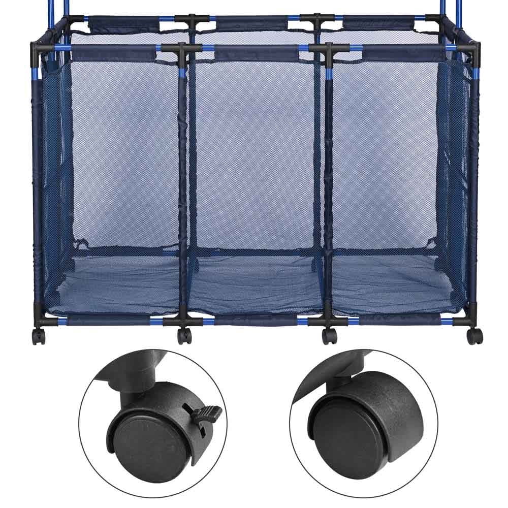 Yescom 50" Large Rolling Pool Toy Organizer – Sleek Black Mesh Storage Bin in Blue