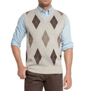 True Rock Men's Argyle V-Neck Sweater Vest (Beige/Brown, X-Large)