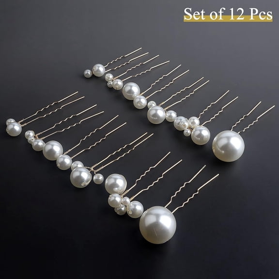 12pcs Bridal Hair Accessories Pearl Wedding Hair Pins Handmade Bridal Hair Pins for Wedding Brides Women