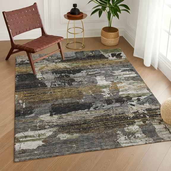 Addison Rugs Chantille Indoor/Outdoor Contemporary Abstract Black Machine Washable Rectangle Rug, 10' x 14'