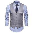 thumbnail image 2 of Plus Size Men Solid Color Suit Vest Single Breasted Business Waistcoat, 2 of 4