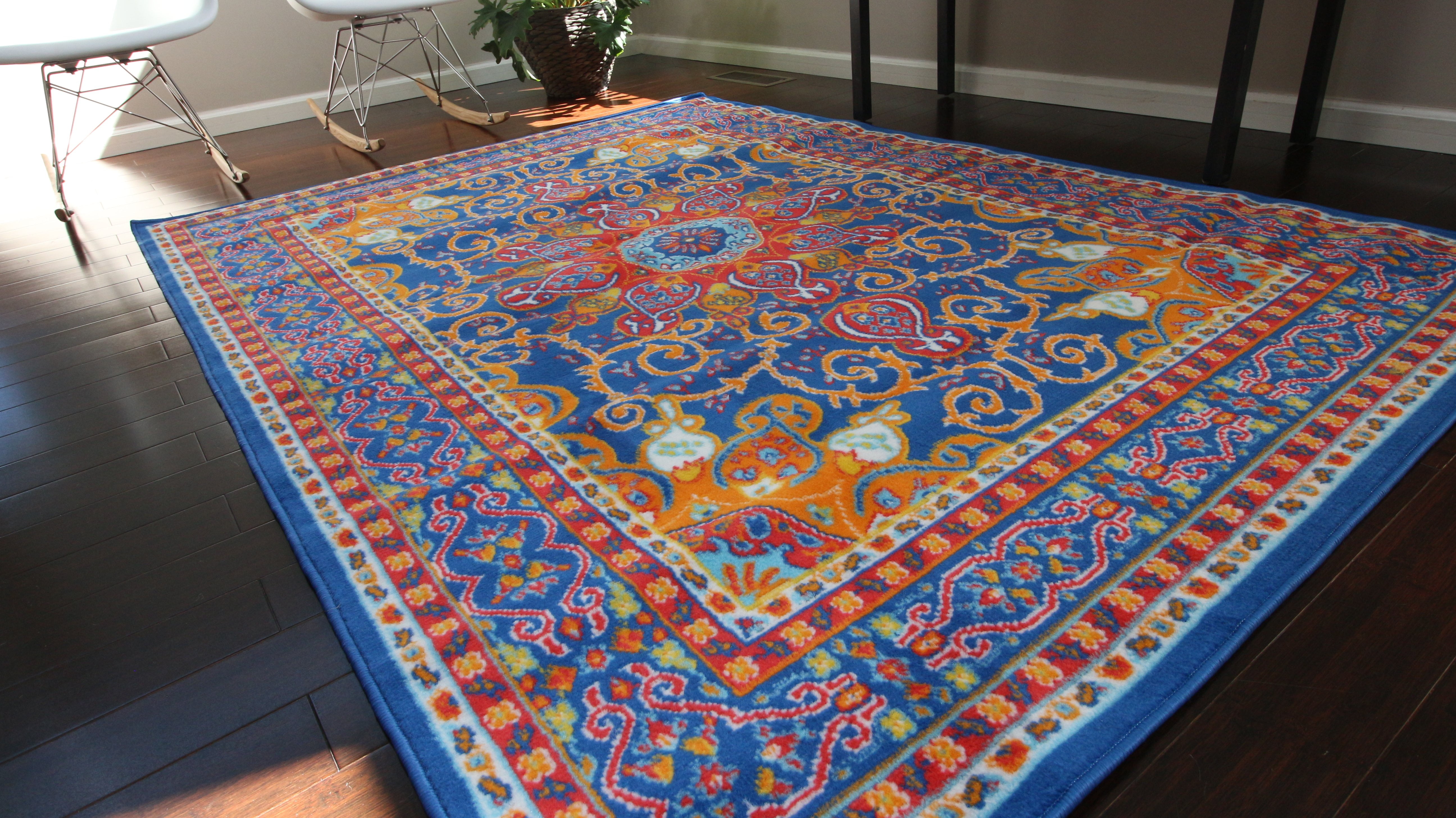 Isphan® Persian Oriental Floral Dark Blue MultiColor Area Rug