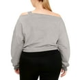 thumbnail image 5 of Womens Crop Sweatshirts Long Sleeve Cold Shoulder Pullover Loose Solid Color Workout Casual Strappy Tops (XL, Gray), 5 of 7