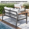 thumbnail image 3 of ECOPATIO 4 Pieces Metal Patio Furniture Set, Modern Outdoor Patio Furniture with Wood Armrest and Thickened Cushions Comfy Patio Sofa for Balcony, Deck and Poolside(Light Grey), 3 of 6
