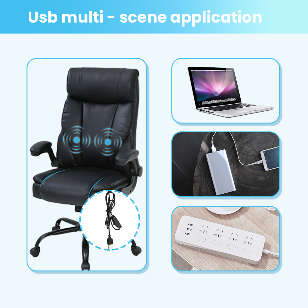 BestOffice Office Chair Ergonomic Desk Chair PU Leather Massage Computer Chair with Lumbar Support Flip up Armrest Task Chair Rolling Swivel Executive Chair for Adults(Black) - image 4 of 7