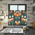 thumbnail image 4 of Yayeee Kitchen Curtains Tier Pair Light Filtering 27"x24" Rod Pocket Short Cafe Window Panel, Blue Floral Oranges, 4 of 7