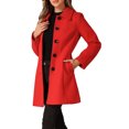 thumbnail image 4 of Abrigo de mujer Inspire Chic de un solo botón, de manga larga, largo hasta la túnica, abrigo de invierno con bolsillos, L, rojo, 4 of 6