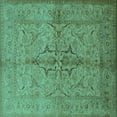 thumbnail image 1 of Ahgly Company Machine Washable Indoor Square Oriental Turquoise Blue Traditional Area Rugs, 5' Square, 1 of 4