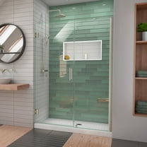 DreamLine Unidoor-LS 51-52 in. W x 72 in. H Frameless Hinged Shower Door in Brushed Nickel