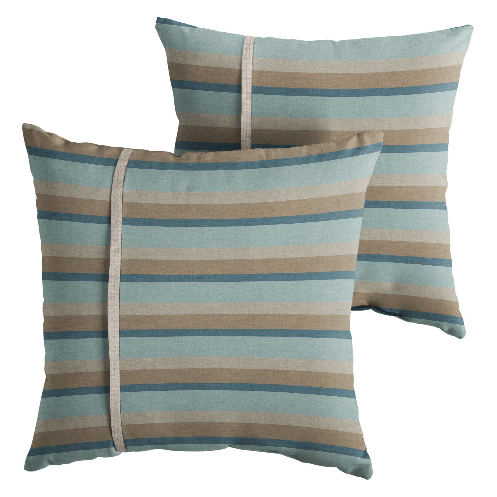 Mozaic Company AZPS6812 Indoor Outdoor Sunbrella Square Pillow with Corded Edges Canvas Teal Green Set of 2 16 inches