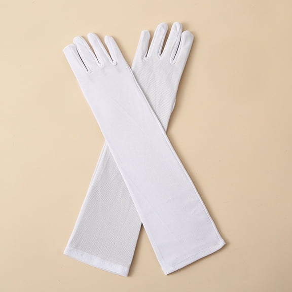Firefly Hope White Stretchy Long Opera Gloves, Formal Gloves for Wedding, Party Costume, Stage Performance & Formal Dress