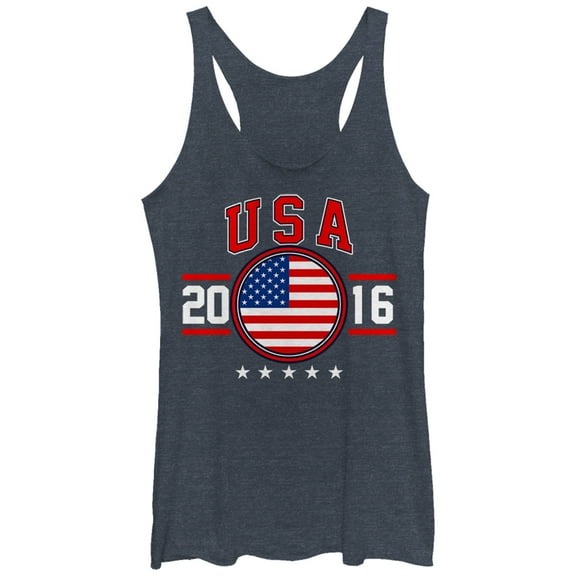 Women's Lost Gods Fourth of July USA 2016 Racerback Tank Top Navy Blue Heather Medium