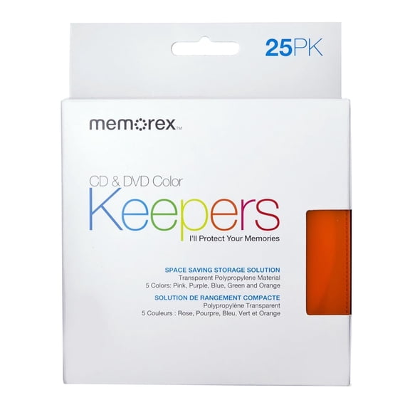 CheckOutStore 50 Memorex CD/DVD Assorted Colors Plastic Keeper Sleeves
