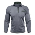 thumbnail image 4 of Ceisia Men's Slim Fit Long Sleeve Turndown Collar Shirt with Contrast Trim and Chest Pocket Gray XL Gifts, 4 of 8