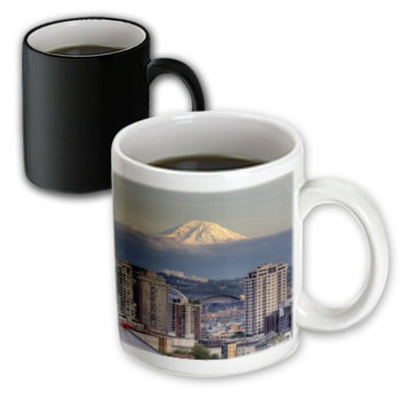 3dRose WA, Seattle, Mount Rainier from Kerry Park - US48 JWI3558 - Jamie and Judy Wild, Magic Transforming Mug,
