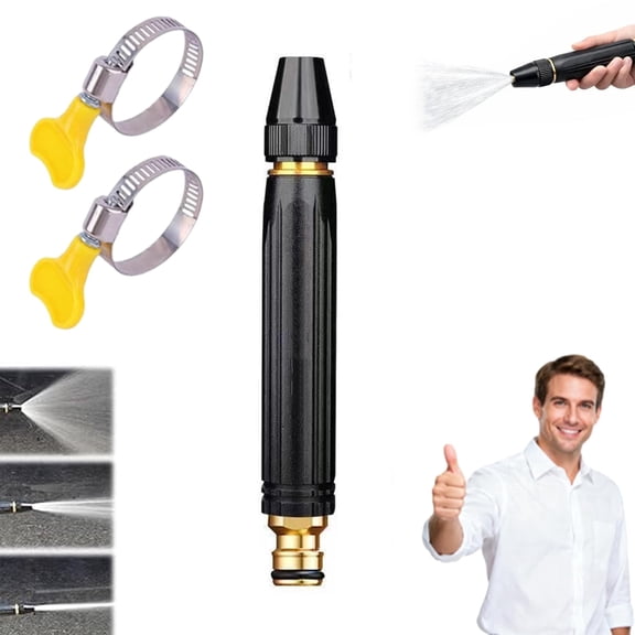 Heavy Duty Adjustable Twist Hose Nozzle Jet Sweeper Nozzle, Metal High-Pressure Sprayer for Car Wash, Garden & Patio Cleaning