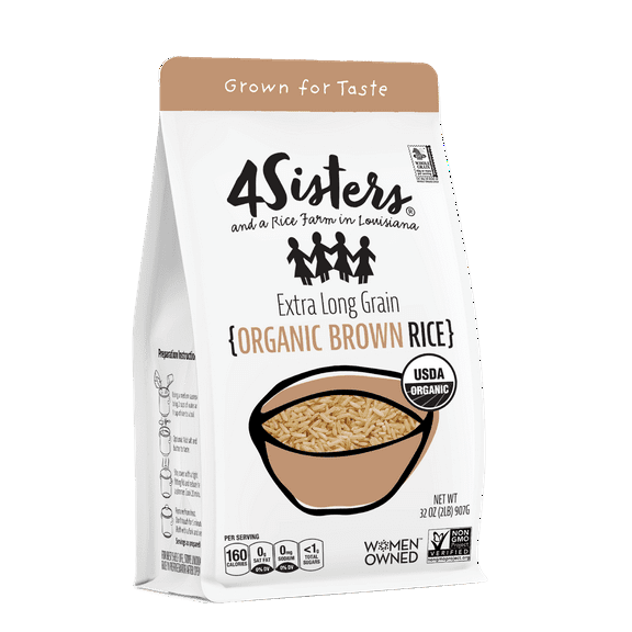 4Sisters Organic Long Grain Brown Rice, 32oz Pack Of 6