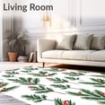 thumbnail image 2 of ODIKA 4'x6' Machine Washable Non-Slip Area Rug, Holly Pine Branch Festive Doormat Winter Holiday Welcome Entry High Traffic Rug, Green, 623638, 2 of 7