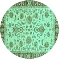 thumbnail image 1 of Ahgly Company Indoor Round Abstract Turquoise Blue Modern Area Rugs, 5' Round, 1 of 4