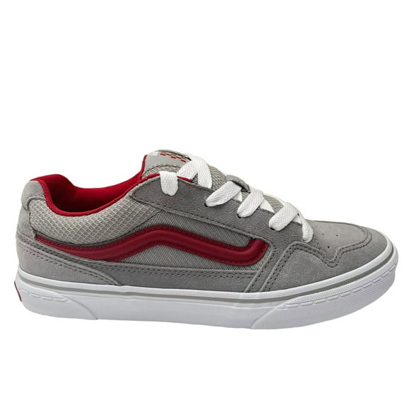 Vans Caldrone Youth Boy's Suede Sneakers Size 4Y Gray-Red Classic Style Shoes