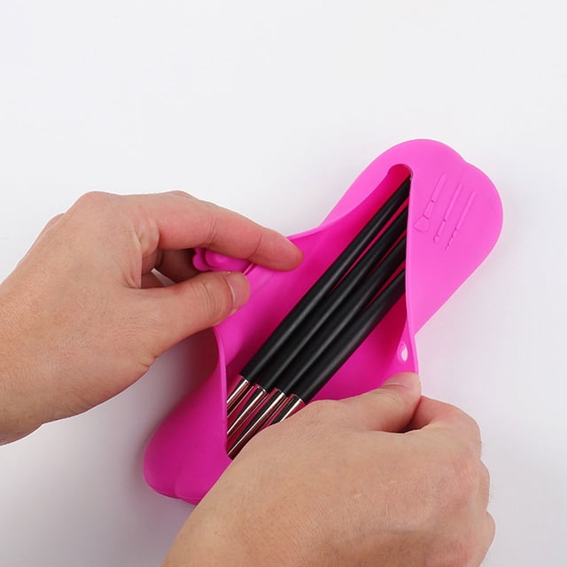 unbranded Brochas De Maquillaje De Silicona Color Rosa Compacto Para Almacenamiento Seguro Y Viaje