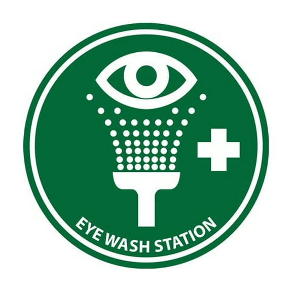 FindTape Heavy-Duty PVC Floor Signs & Markers: 17 in. diameter circle / social distancing ("Eye Wash Station")