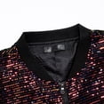 thumbnail image 4 of VSSSJ Men's Sequin Jacket Sparkly 70's Disco Costume Zipper Long Sleeve Stand Collar Party Shiny Bomber Jacket for Men Gold S, 4 of 7