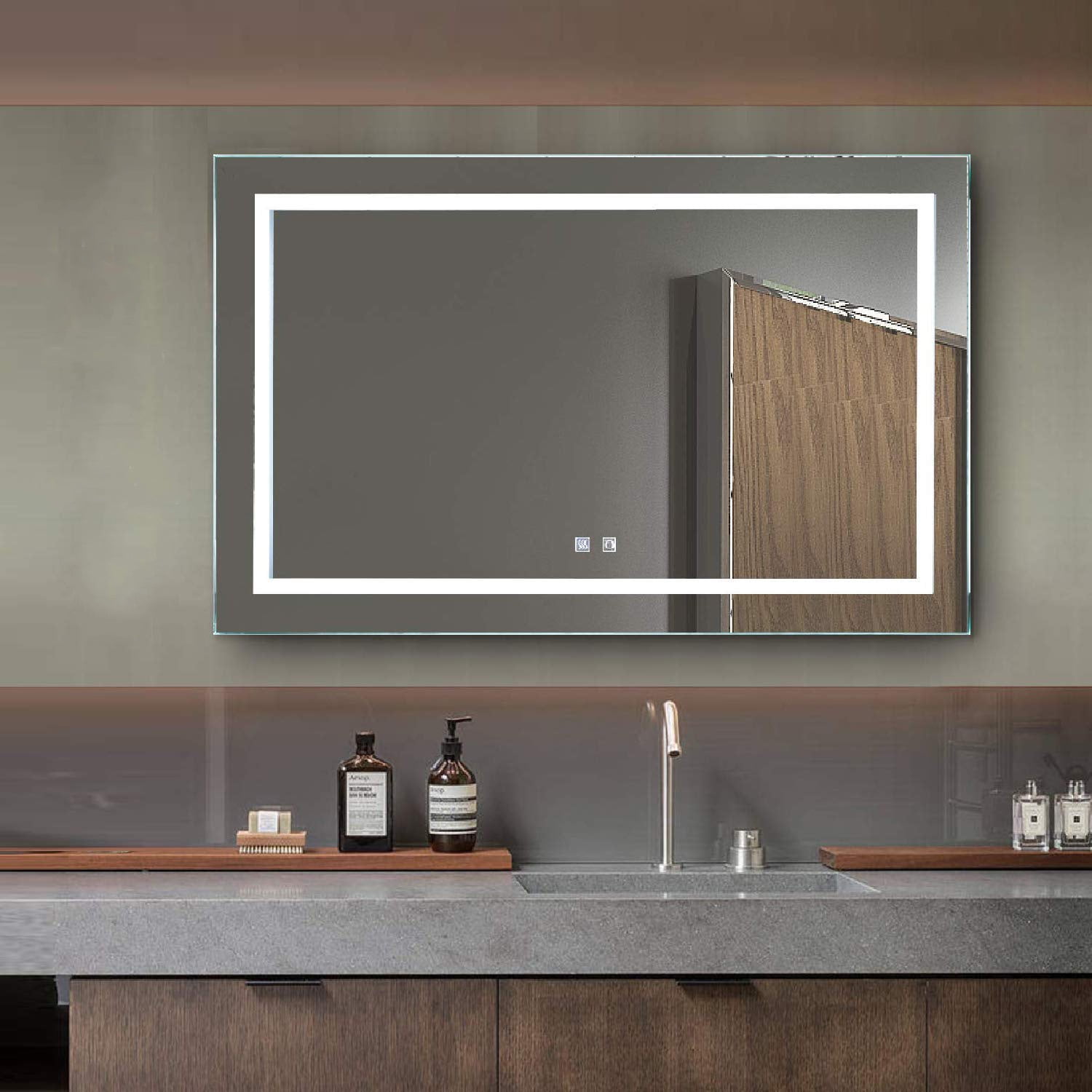 New ExBrite Slim Modern LED Vanity Bathroom Mirror Horizontal & Vertical Mount 