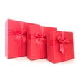 thumbnail image 1 of Cypress Lane Square Rigid Gift Box with Ribbon, 11 inches, a Nested Set of 3 (Red), 1 of 4