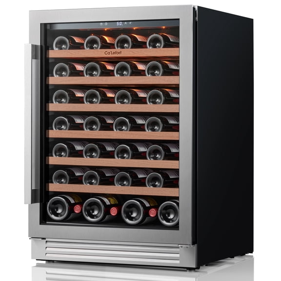 Ca'Lefort 24 inch Wine Cooler Refrigerator, 61 Bottle Under Counter Wine Fridge with Double Glass Door for Home/Office,  Built-in & Freestanding