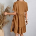 thumbnail image 6 of IDALL Summer Dresses,Casual Dresses Women Casual Fashion Solid Color V Neck Short Sleeve Shirt Dress Petite Dresses,Modest Dresses,Womens Dresses Brown Dress L, 6 of 8