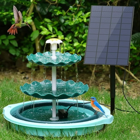 AISITIN 7W Solar Bird Bath Fountain Set, Upgraded DIY Solar Fountain Detachable Collapsible Water Basin for Bird Bath, Garden Decoration, Outdoor Bird Feeder