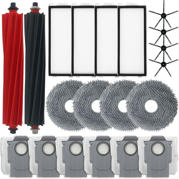 Spare Parts for Qrevo Master Vacuum Cleaner Accessories with 2 Rubber Brushes 4 HEPA Filter 4 Side Brushes 4 Dust Bag 6 Mop Pads 20pcs.