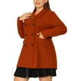 thumbnail image 4 of Agnes Orinda Women's Plus Size Peacoat Notched Lapel Double Breasted Winter Long Coat with Pocket 3X Caramel, 4 of 7