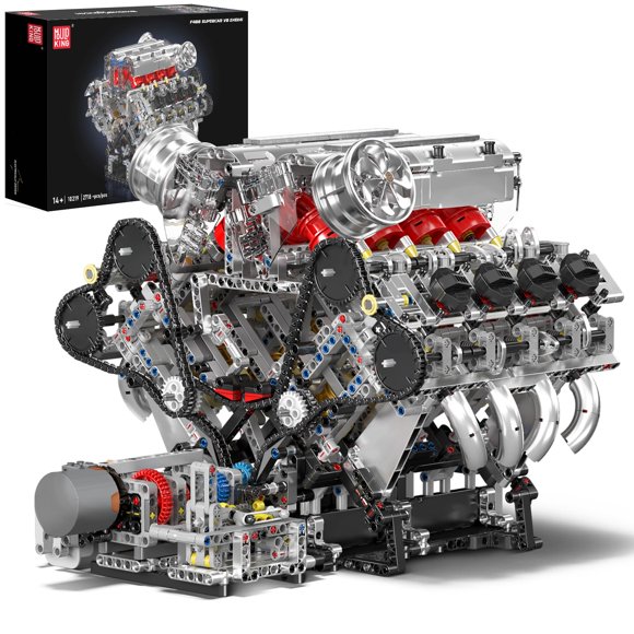Mould King 10219 V8 Engine Model Kit - Build Your Own Supercar Model Engine, STEM Engineering Building Blocks Sets with Motor, 8-Cylinder Engine Buil