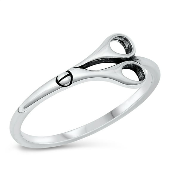 All in Stock Sterling Silver Sideways Scissors Ring Size 6