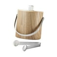 thumbnail image 4 of Cubo de hielo, cubo de cerveza con tapa y pinza, cubo de metal multiusos para bebidas, cubo enfriador de bebidas para fiestas en restaurantes y bufés 2 L de grano de madera, 4 of 9