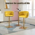 thumbnail image 4 of Homefun Velvet Bar Stools Set of 2,Modern Height Adjustable Swivel Barstools Counter Chairs with High Back & Gold Metal Base, 4 of 9