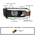 thumbnail image 3 of Spec-D Tuning Black LED Tube Headlights Compatible with 2002-2005 Dodge Ram 1500, 2003-2005 Ram 2500 / 3500, Left + Right Pair Headlamps Assembly, 3 of 6