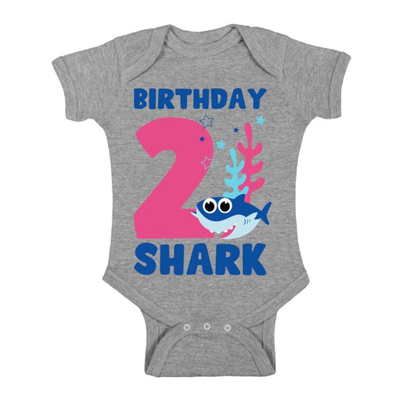 Awkward Styles Second Birthday Baby Bodysuit B-day Shark Romper Shark Birthday