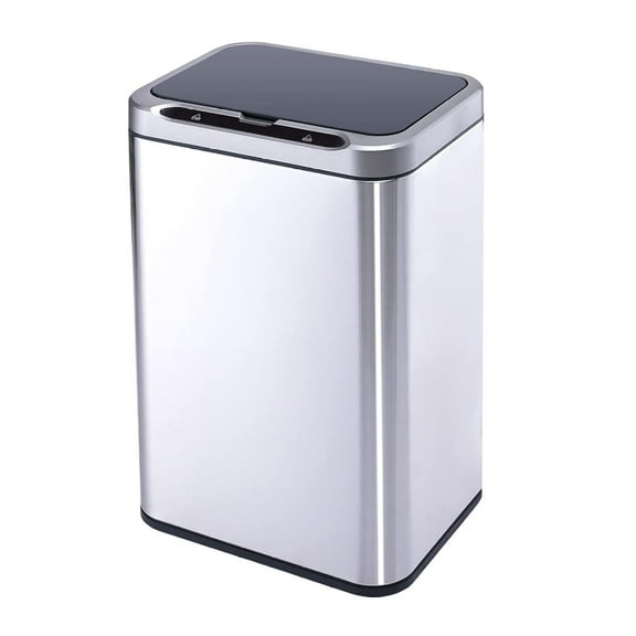 HeSLehs Stainless Steel Office Trash Can 6.6 Gallon Sensor Garbage Bin Rectangular Automatic Touch Waste Bin for Hotel and Living Room