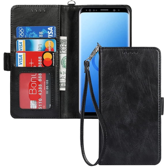 ELTEKER Samsung Galaxy S9 Plus Wallet Case,Premium Leather Credit Card Holder Magnetic Flip Kickstand Wallet Case