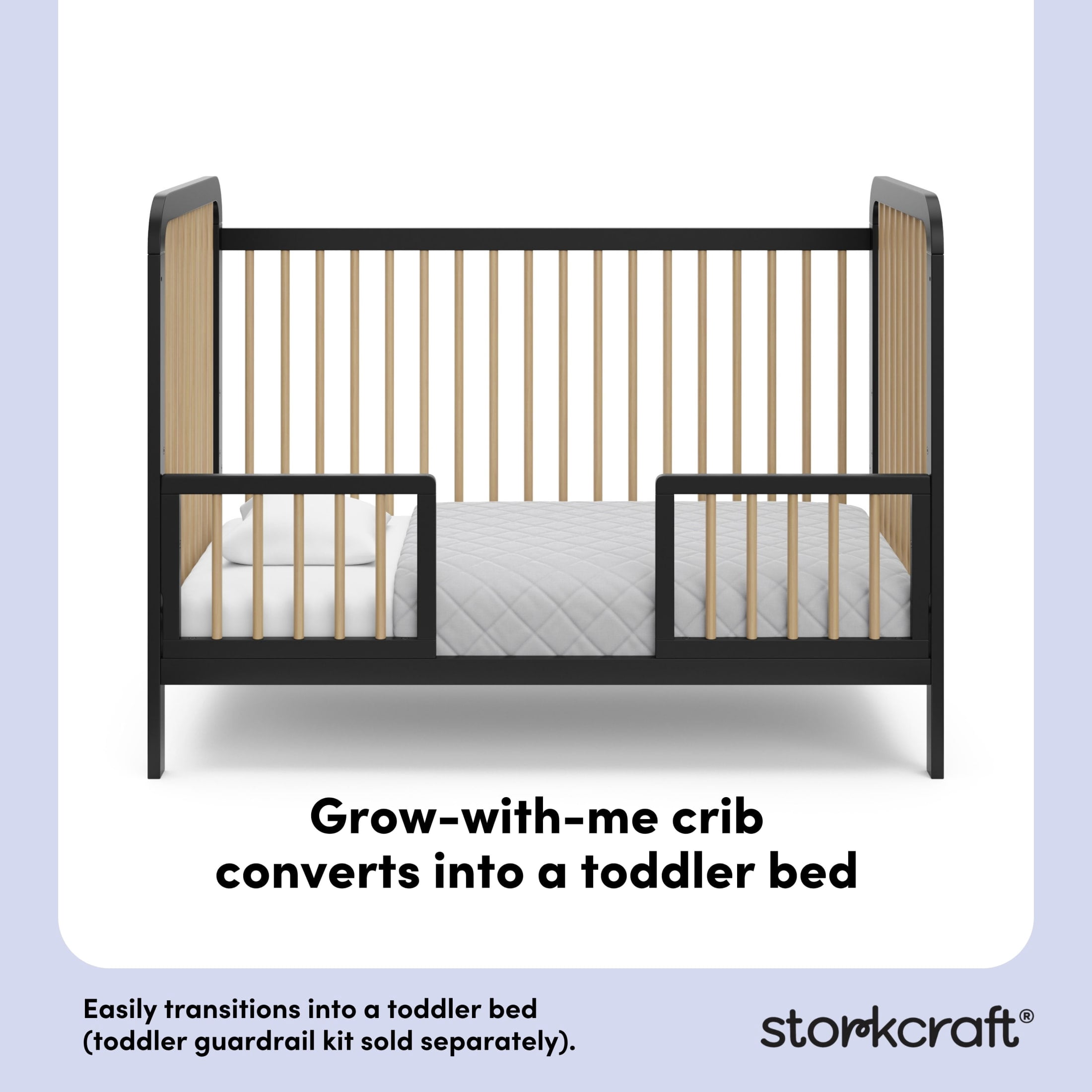 Storkcraft Pasadena 3-in-1 Convertible Baby Crib, Black and Driftwood