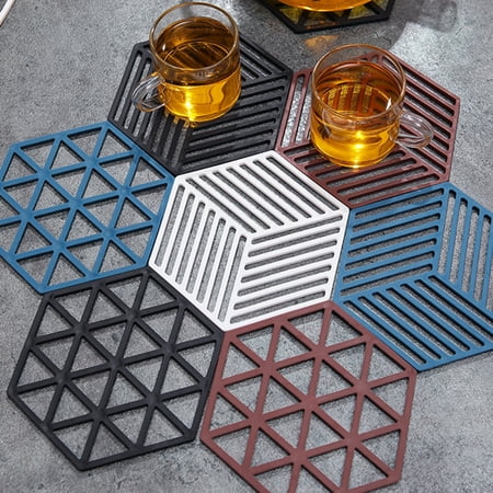 

4-Pack Table Mats Tableware Insulation Mat Coaster Hexagon Silicone Mats Pad Heat-insulated Bowl Placemat Home Table Decor Kitchen Tools