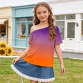 thumbnail image 2 of Atogsazn Girls Summer Gradient Short Sleeve Tshirt Kids Casual One Shoulder T-shirt with Strap Tunic Tee Orange 9-10 Years Fashion, 2 of 9