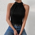 thumbnail image 5 of Miluxas Sequin Halter Tops for Women Sleeveless Sparkly Shiny Tank Tops Ruched Flowy Sparkly Club Outfits Party Shirt Black M(M), 5 of 9