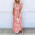 thumbnail image 2 of Robes Maxi d'Été pour Femmes Manches Courtes Col Rond Décontracté Coupe Ample Longue Robe de Plage T-Shirts Robe avec Poches, 2 of 5